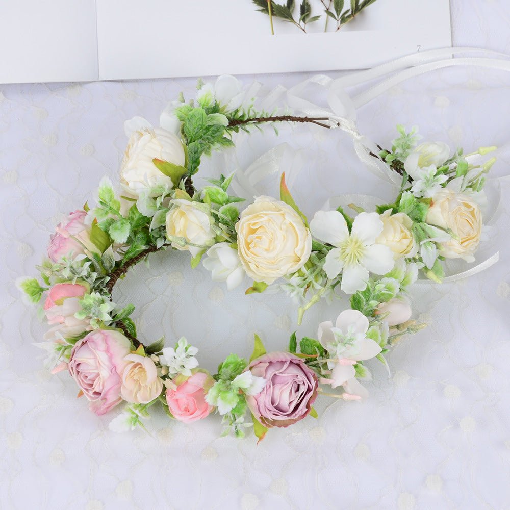 Hawaiian Wreath Wreath Simulation Flower Headwear Forest Fairy Girl Style Scenic Area Photo Headflower - Luzilly Bridal & Apparel