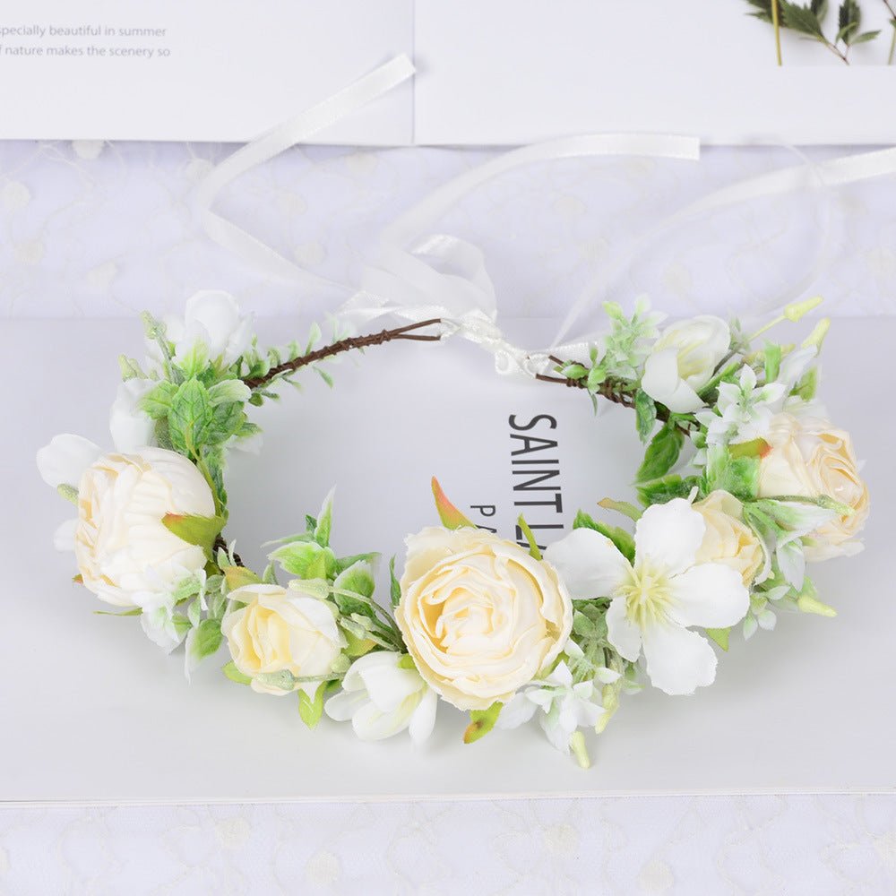 Hawaiian Wreath Wreath Simulation Flower Headwear Forest Fairy Girl Style Scenic Area Photo Headflower - Luzilly Bridal & Apparel
