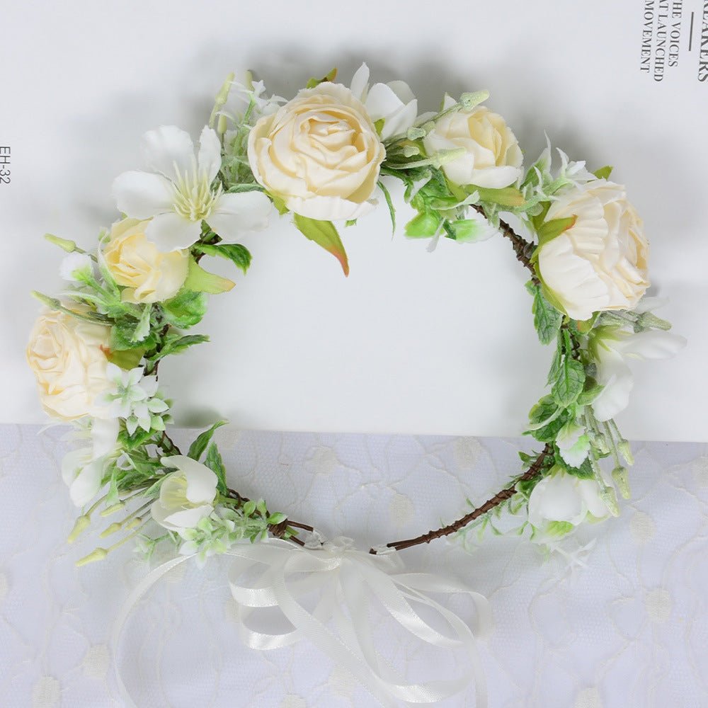 Hawaiian Wreath Wreath Simulation Flower Headwear Forest Fairy Girl Style Scenic Area Photo Headflower - Luzilly Bridal & Apparel