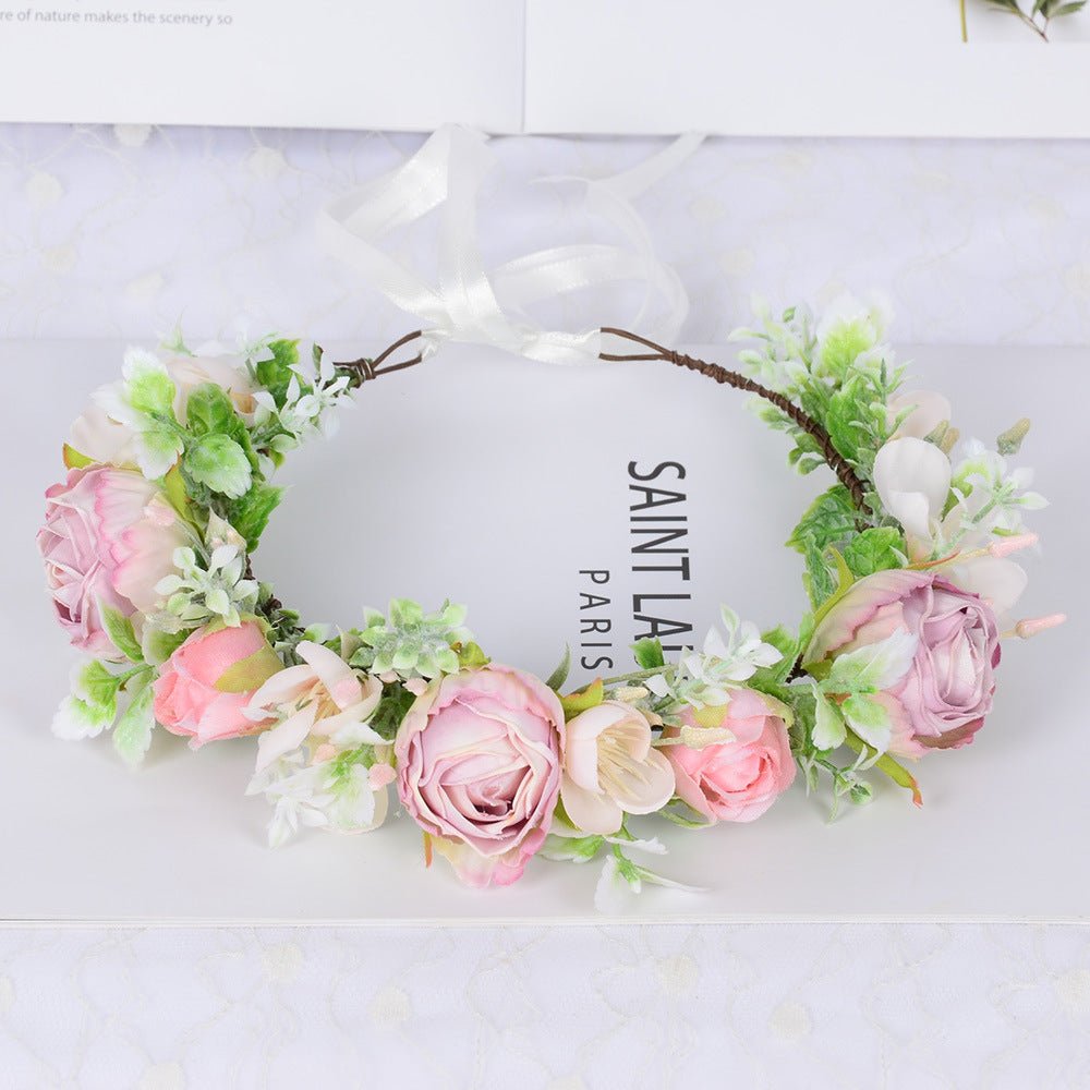 Hawaiian Wreath Wreath Simulation Flower Headwear Forest Fairy Girl Style Scenic Area Photo Headflower - Luzilly Bridal & Apparel
