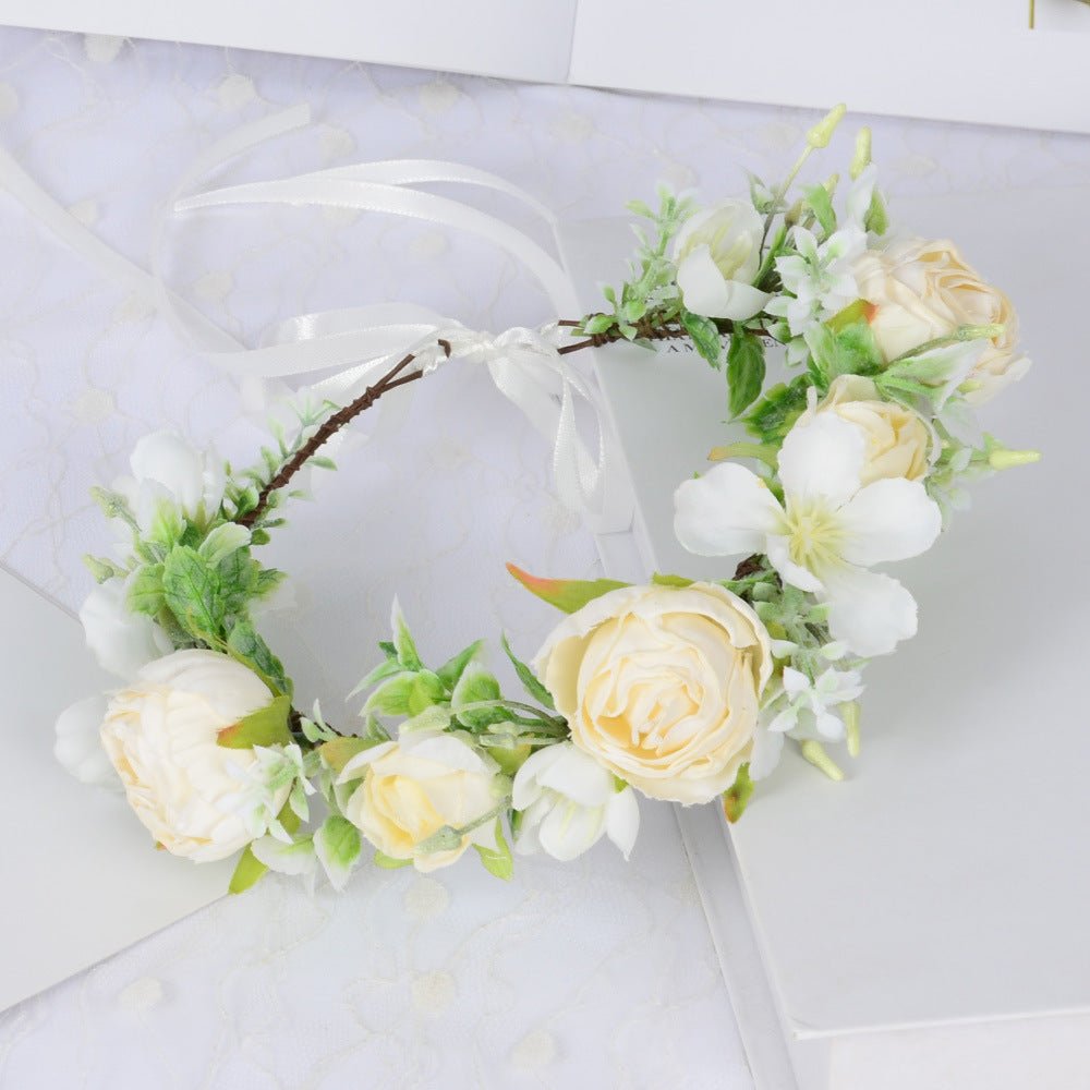 Hawaiian Wreath Wreath Simulation Flower Headwear Forest Fairy Girl Style Scenic Area Photo Headflower - Luzilly Bridal & Apparel