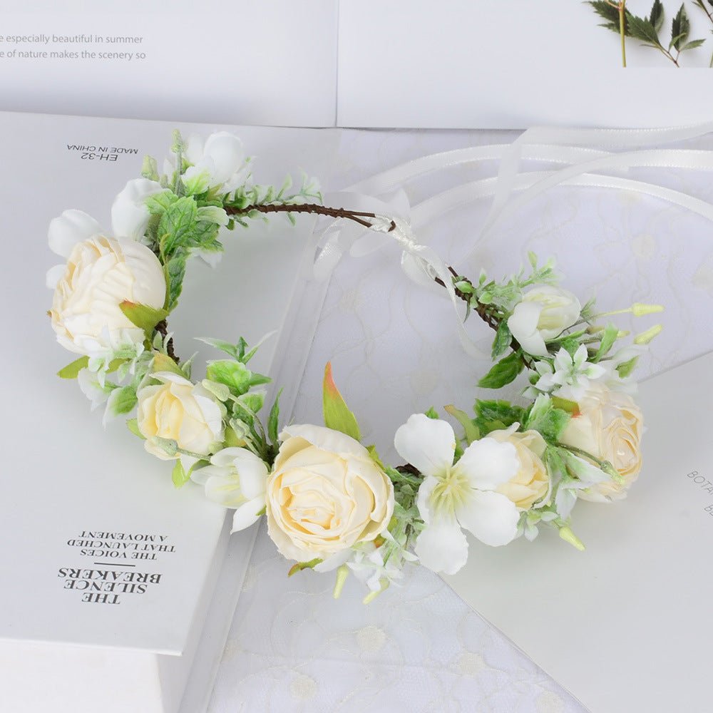 Hawaiian Wreath Wreath Simulation Flower Headwear Forest Fairy Girl Style Scenic Area Photo Headflower - Luzilly Bridal & Apparel