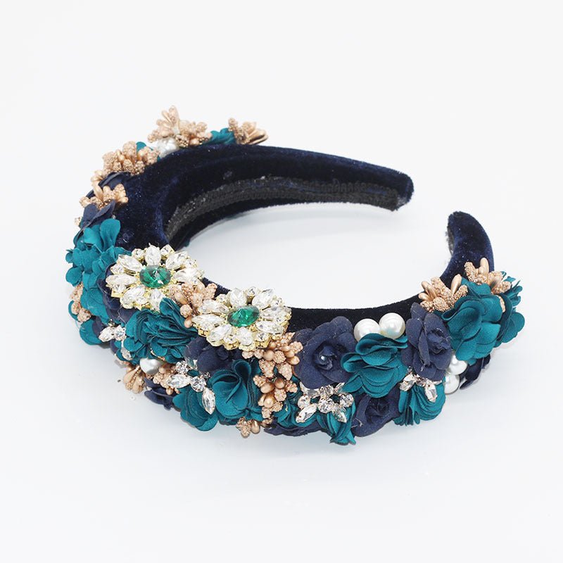 Headwear Fashion Temperament Baroque Flower Rhinestone Exaggerated Headband Sponge Bridal Hair Accessories - Luzilly Bridal & Apparel