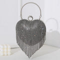 Heart Pattern Diamond Tassel Clutch - Luzilly Bridal & Apparel