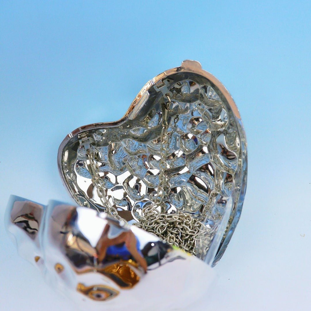 Heart Shaped Mini Purse – Elegant Acrylic Pericardium Chain Clutch, Perfect for Parties, Proms, Weddings, and Evening Out – Stylish Dinner Bag - Luzilly Bridal & Apparel