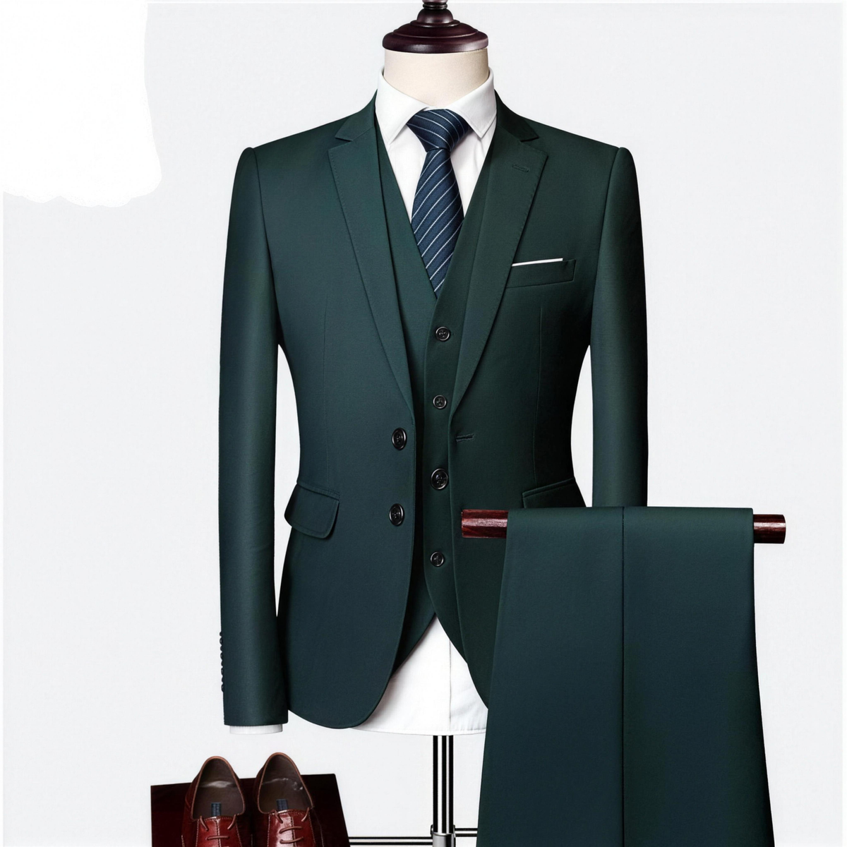 Solid Color 3-Piece Suit for Men