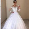 Off-Shoulder Lace Ball Gown Wedding Dress - Luzilly Bridal & Apparel