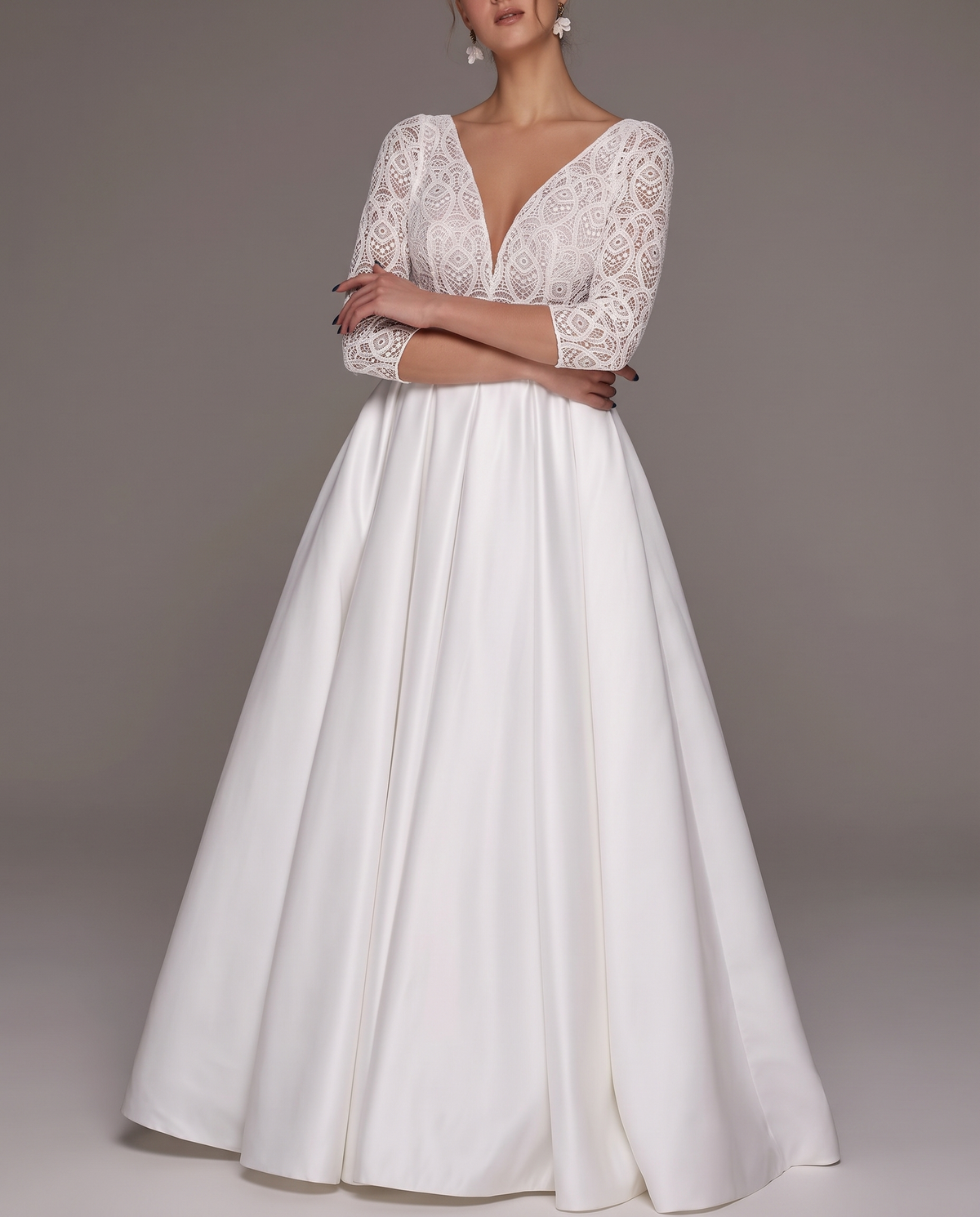 Elegant Lace Light Wedding Dress - full length