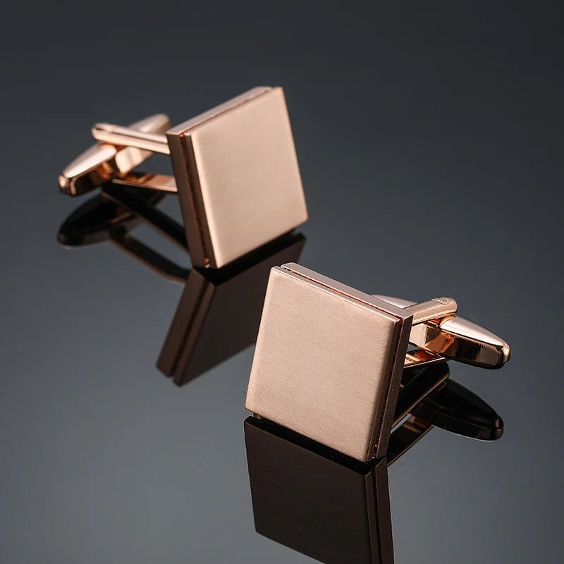 High end men's French shirt cufflinks Classic Square laser lattice wire drawing cuffs buttons business suit accessories jewelry - Luzilly Bridal & Apparel