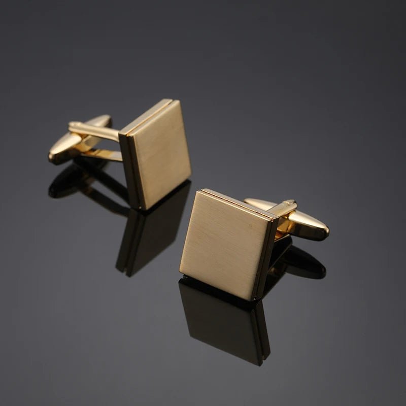High end men's French shirt cufflinks Classic Square laser lattice wire drawing cuffs buttons business suit accessories jewelry - Luzilly Bridal & Apparel
