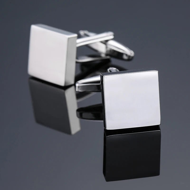 High end men's French shirt cufflinks Classic Square laser lattice wire drawing cuffs buttons business suit accessories jewelry - Luzilly Bridal & Apparel