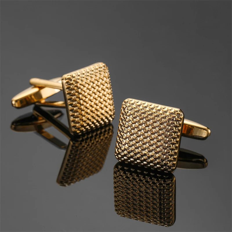 High end men's French shirt cufflinks Classic Square laser lattice wire drawing cuffs buttons business suit accessories jewelry - Luzilly Bridal & Apparel