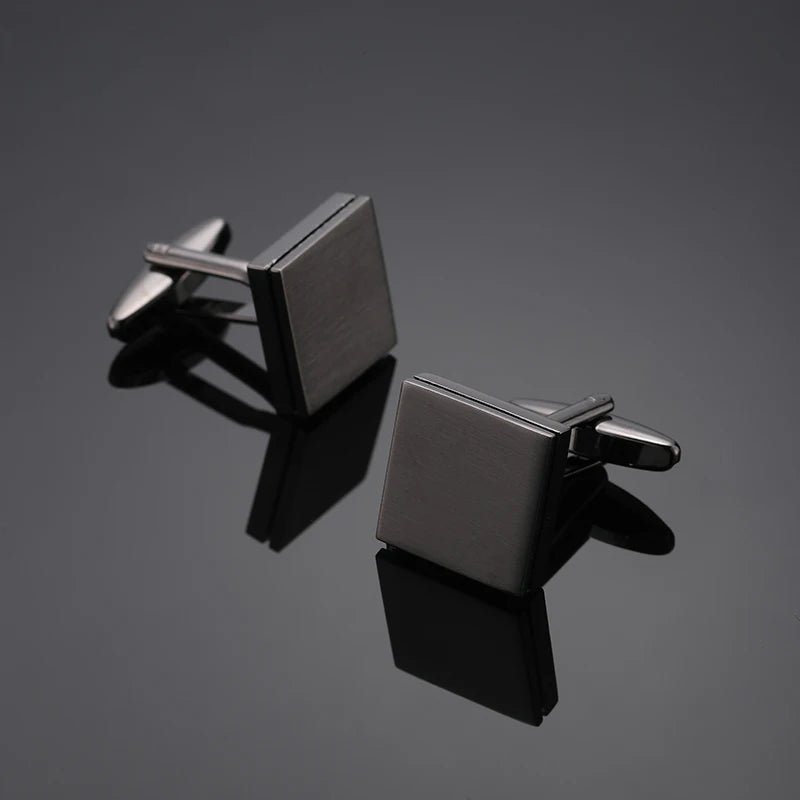 High end men's French shirt cufflinks Classic Square laser lattice wire drawing cuffs buttons business suit accessories jewelry - Luzilly Bridal & Apparel