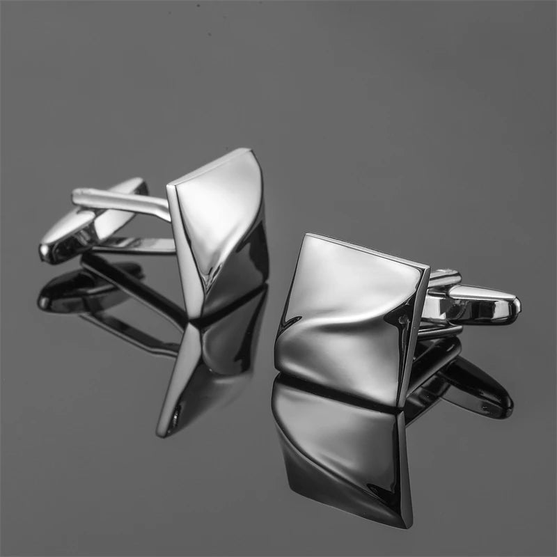 High end men's French shirt cufflinks Classic Square laser lattice wire drawing cuffs buttons business suit accessories jewelry - Luzilly Bridal & Apparel