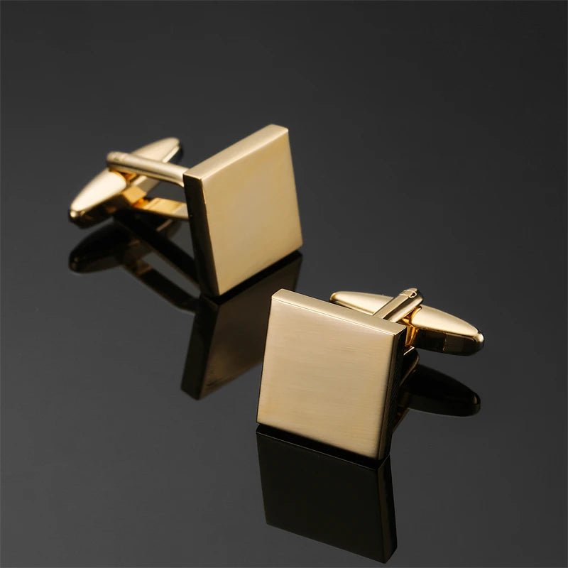 High end men's French shirt cufflinks Classic Square laser lattice wire drawing cuffs buttons business suit accessories jewelry - Luzilly Bridal & Apparel