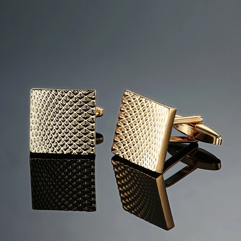 High end men's French shirt cufflinks Classic Square laser lattice wire drawing cuffs buttons business suit accessories jewelry - Luzilly Bridal & Apparel