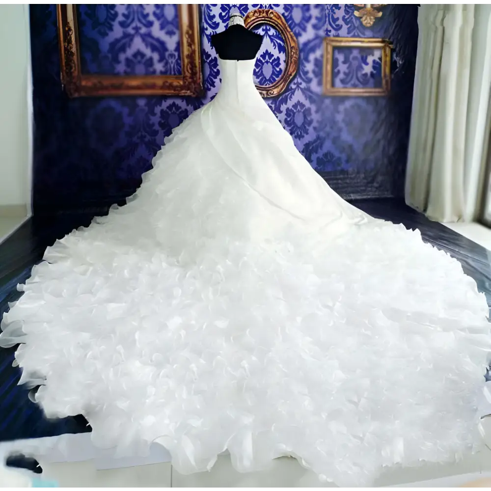 Ruffled Wedding Dress with Dramatic Train