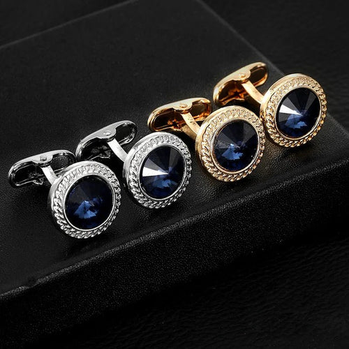 High Grade Men's Jewelry Luxury Zircon Cufflinks Classic Round Shirt Cuff Buttons Alloy Wedding Suit Accessories Business Gift - Luzilly Bridal & Apparel