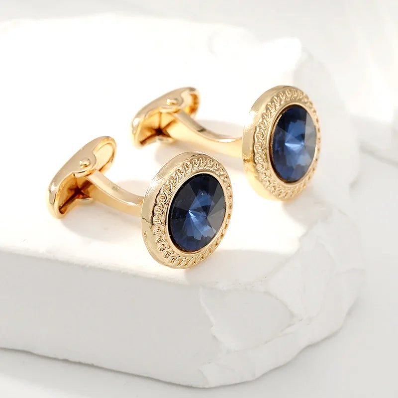 High Grade Men's Jewelry Luxury Zircon Cufflinks Classic Round Shirt Cuff Buttons Alloy Wedding Suit Accessories Business Gift - Luzilly Bridal & Apparel