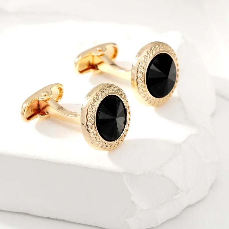 High Grade Men's Jewelry Luxury Zircon Cufflinks Classic Round Shirt Cuff Buttons Alloy Wedding Suit Accessories Business Gift - Luzilly Bridal & Apparel