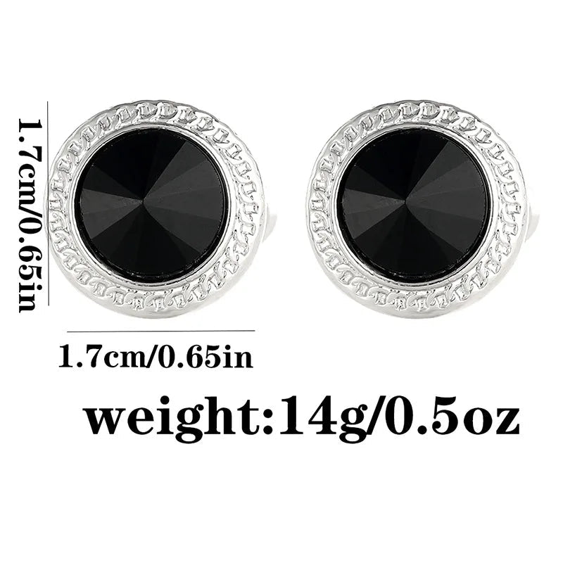 High Grade Men's Jewelry Luxury Zircon Cufflinks Classic Round Shirt Cuff Buttons Alloy Wedding Suit Accessories Business Gift - Luzilly Bridal & Apparel