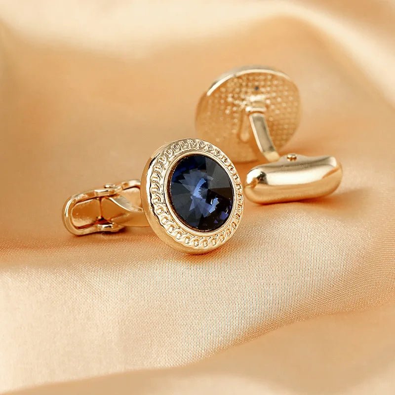 High Grade Men's Jewelry Luxury Zircon Cufflinks Classic Round Shirt Cuff Buttons Alloy Wedding Suit Accessories Business Gift - Luzilly Bridal & Apparel