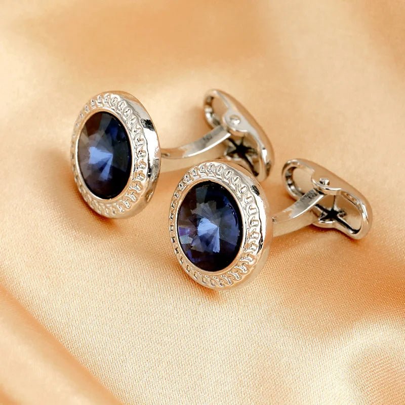 High Grade Men's Jewelry Luxury Zircon Cufflinks Classic Round Shirt Cuff Buttons Alloy Wedding Suit Accessories Business Gift - Luzilly Bridal & Apparel
