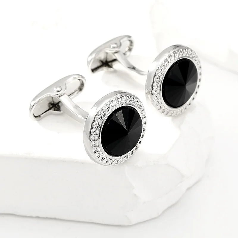 High Grade Men's Jewelry Luxury Zircon Cufflinks Classic Round Shirt Cuff Buttons Alloy Wedding Suit Accessories Business Gift - Luzilly Bridal & Apparel