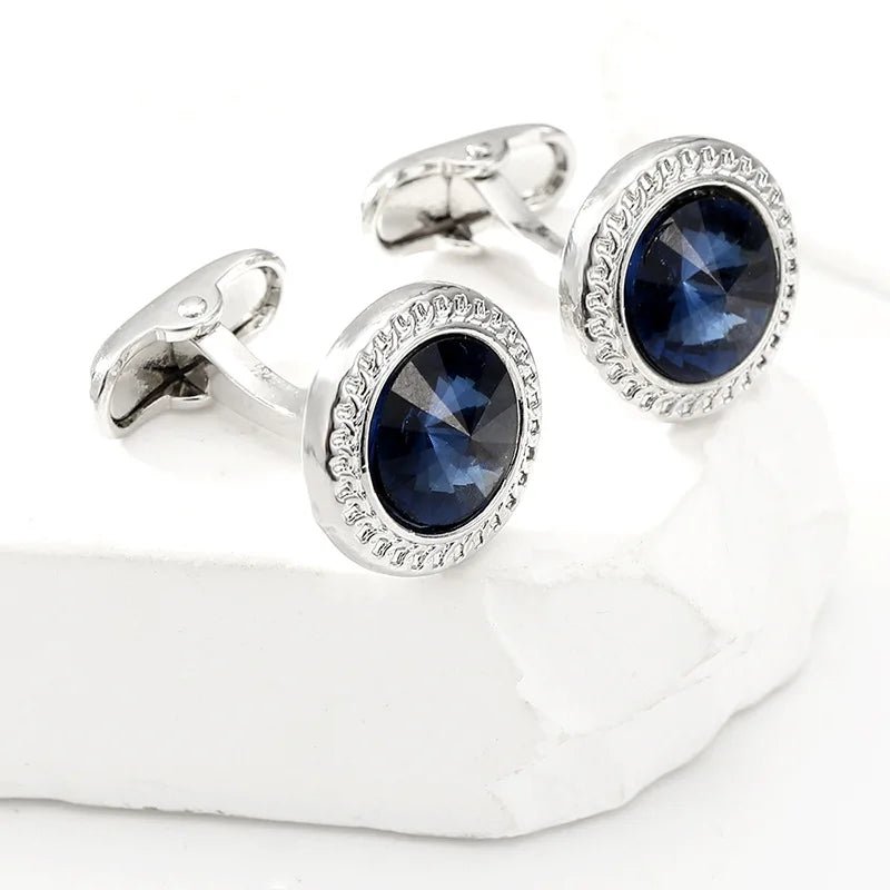 High Grade Men's Jewelry Luxury Zircon Cufflinks Classic Round Shirt Cuff Buttons Alloy Wedding Suit Accessories Business Gift - Luzilly Bridal & Apparel
