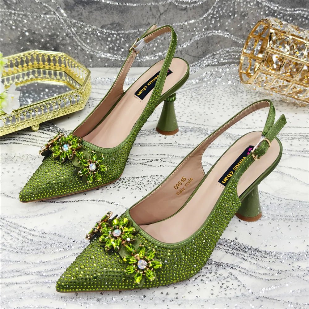 High Heels Shoes and Bags Set With Rhinestone - Luzilly Bridal & Apparel