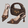 High Heels Shoes and Bags Set With Rhinestone - Luzilly Bridal & Apparel