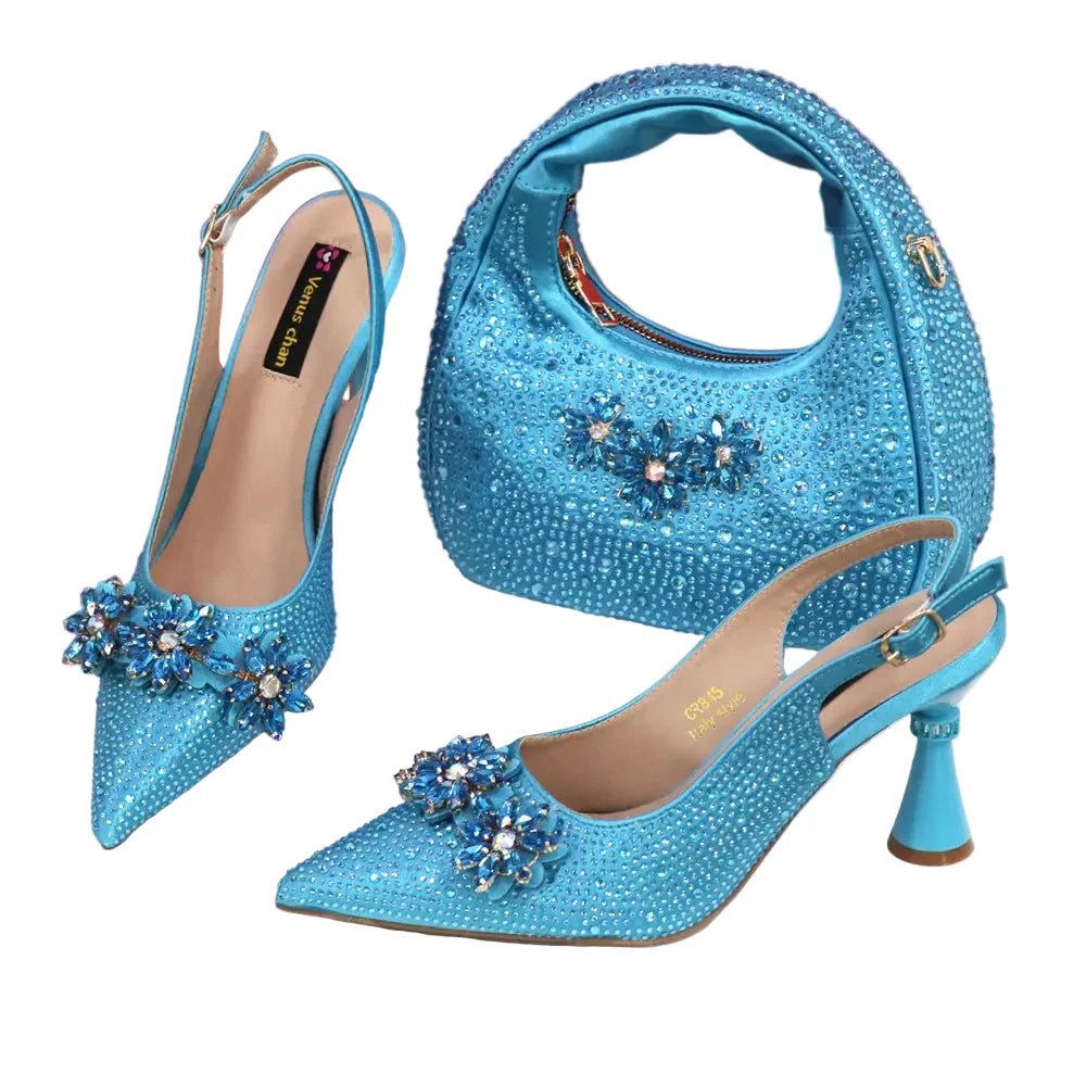 High Heels Shoes and Bags Set With Rhinestone - Luzilly Bridal & Apparel