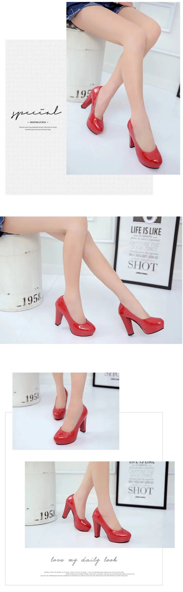 High Heels Shoes Women White Wedding Shoes Thick 10 CM Heels Fashion Party Pumps Footwear Black Red Round Zapatos De Mujer - Luzilly Bridal & Apparel