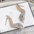 High Heels Women Sandals Crystal Rhinestones Bride Wedding Shoes Sexy Pointed Transparent Heels Female Pumps - Luzilly Bridal & Apparel