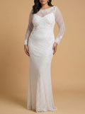 High Neck, Long Sleeve Beaded Wedding Gown | Lara 51004 - Luzilly Bridal & Apparel