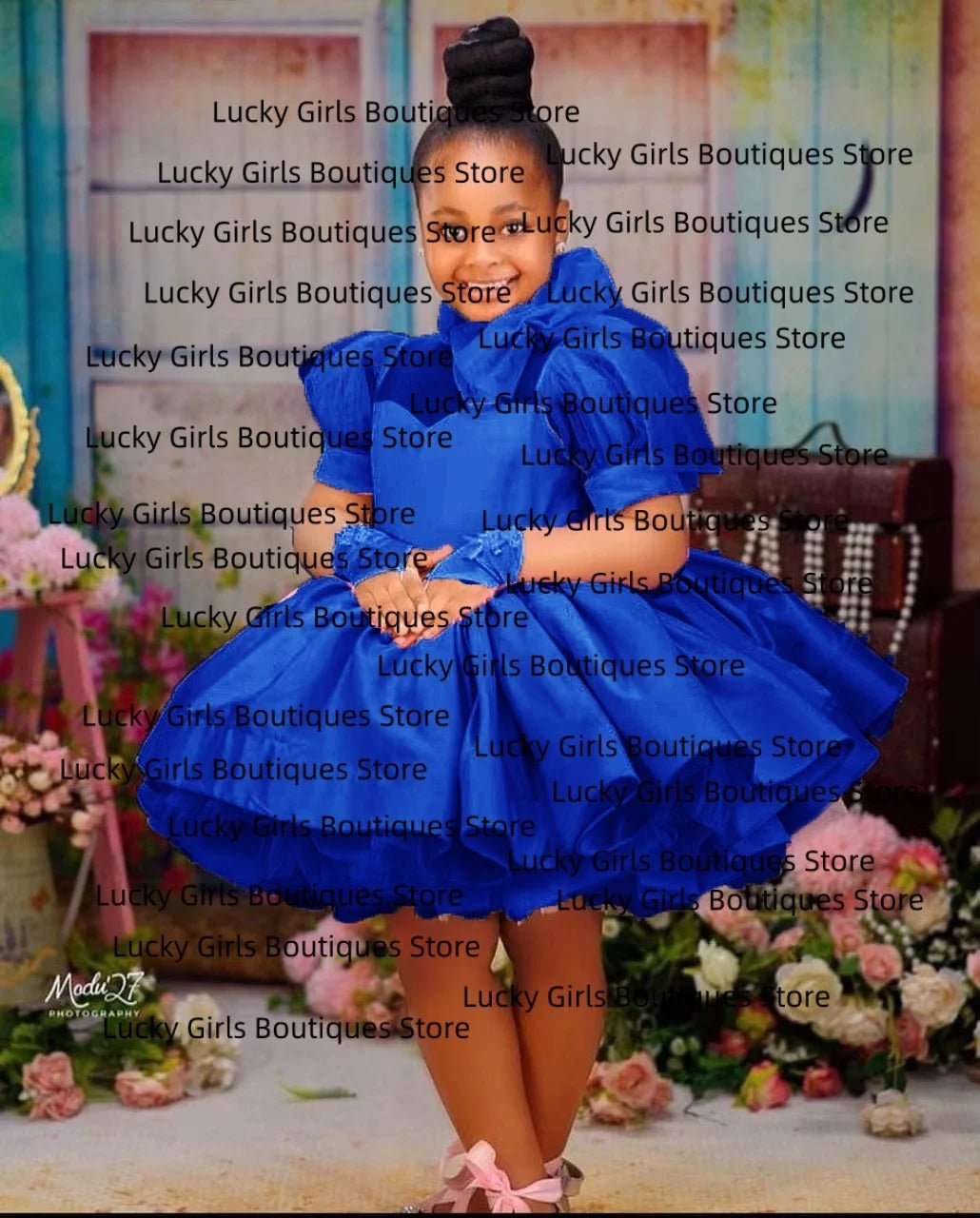 High-Neck Tiered Ruffle Flower Girl Dress - Luzilly Bridal & Apparel
