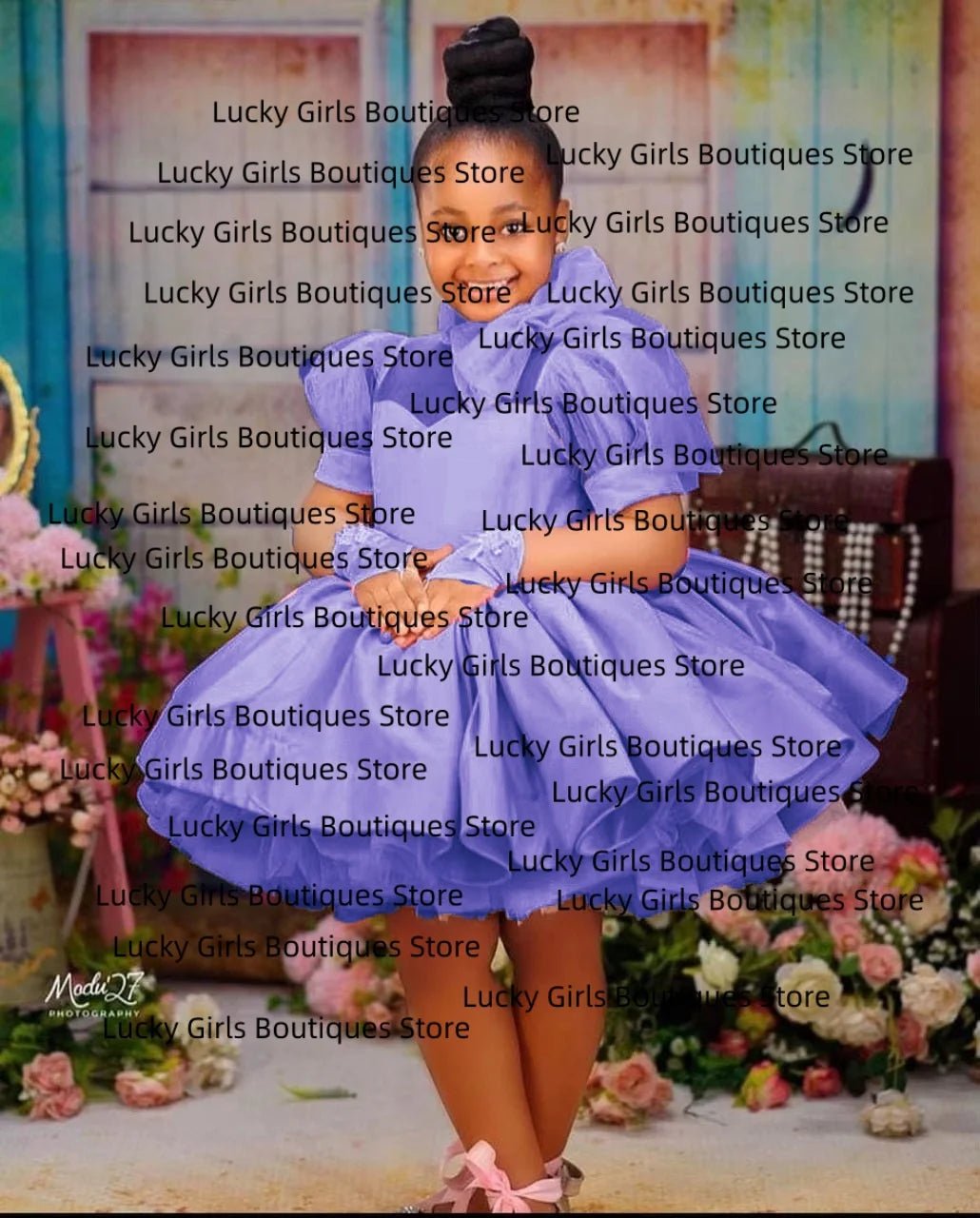 High-Neck Tiered Ruffle Flower Girl Dress - Luzilly Bridal & Apparel