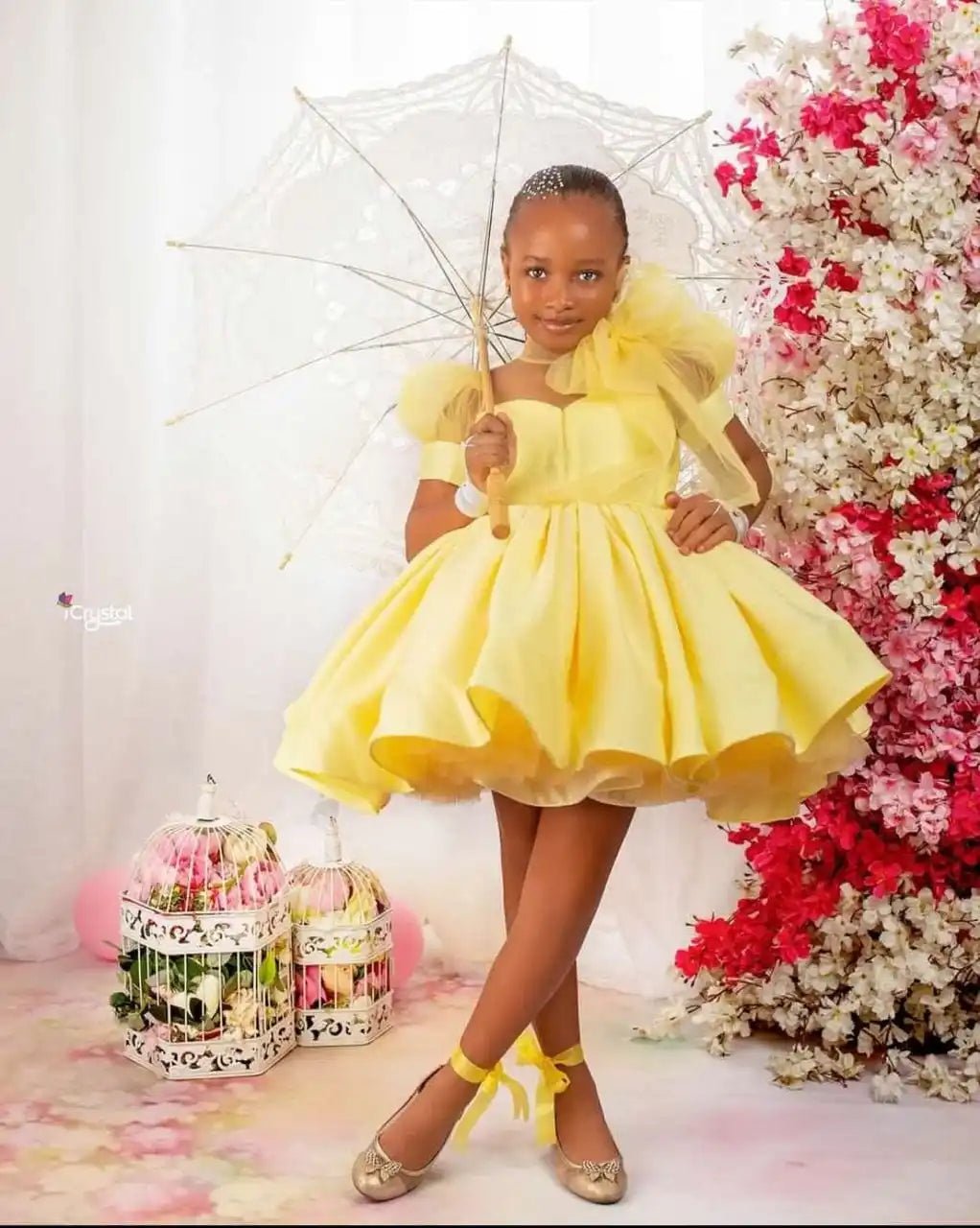 High-Neck Tiered Ruffle Flower Girl Dress - Luzilly Bridal & Apparel