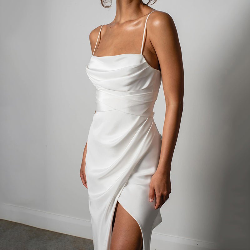 High Quality Satin French Sling Light Wedding Dress - Luzilly Bridal & Apparel
