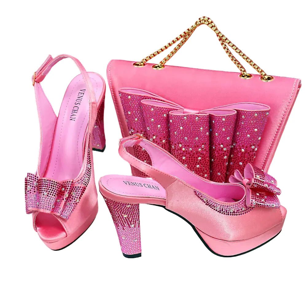 High Quality Thin Heels Ladies Shoes Matching Bag Set YT6543 - Luzilly Bridal & Apparel