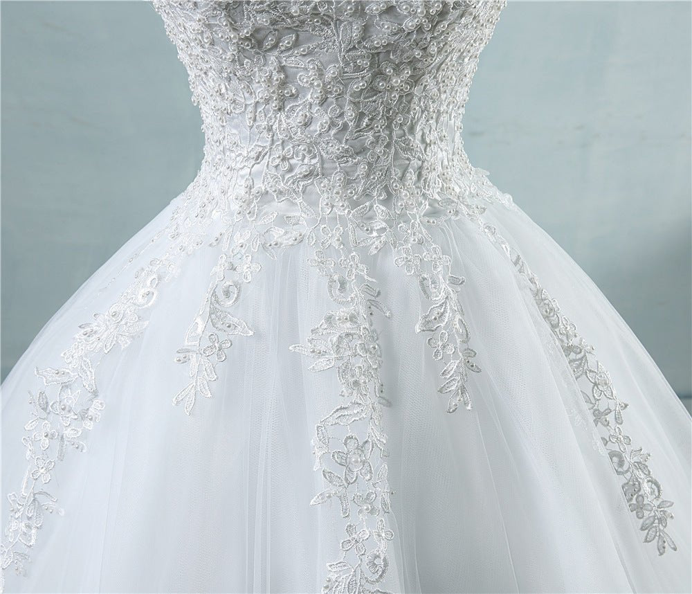 High Waist Wedding Dress With Deep V-neck - Luzilly Bridal & Apparel