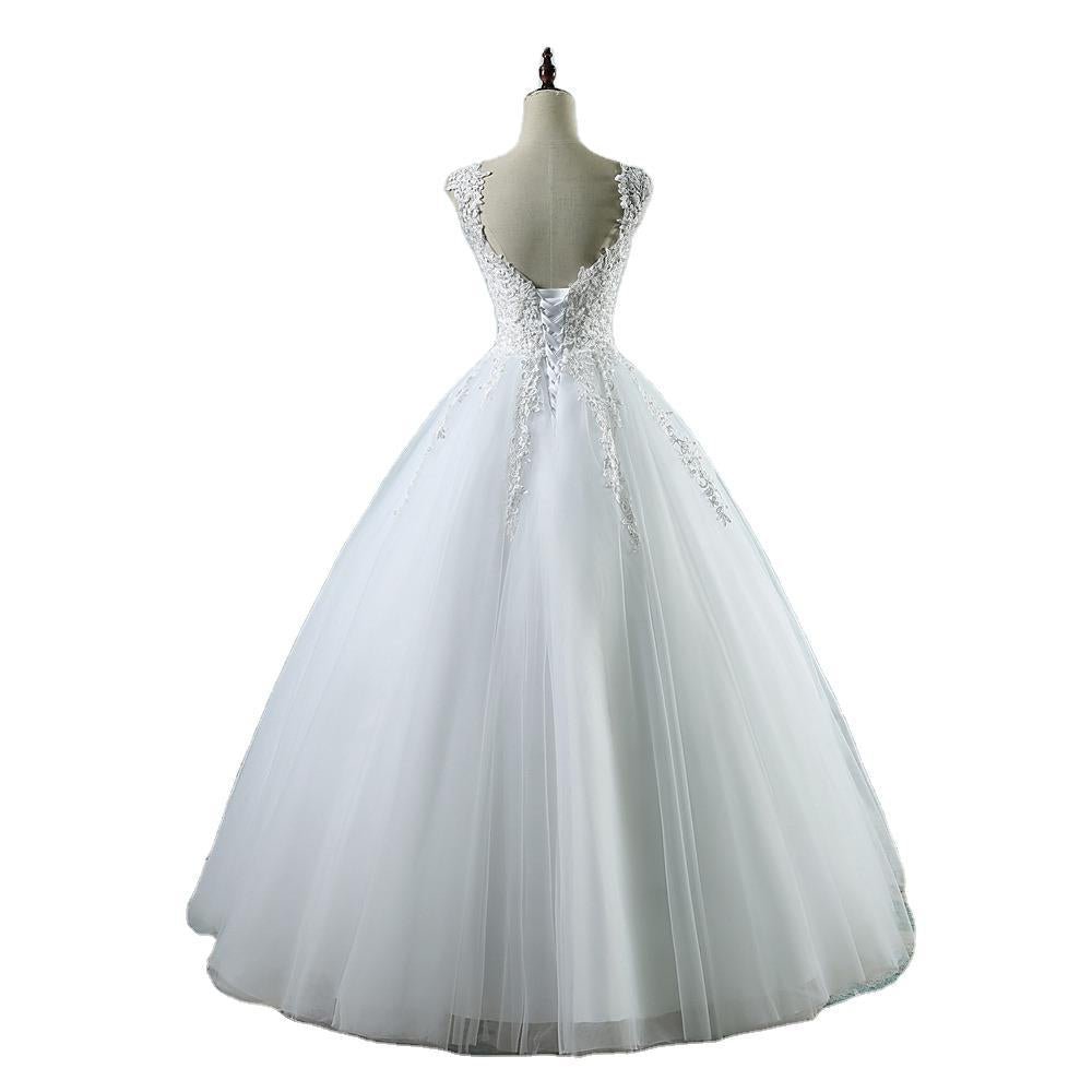 High Waist Wedding Dress With Deep V-neck - Luzilly Bridal & Apparel