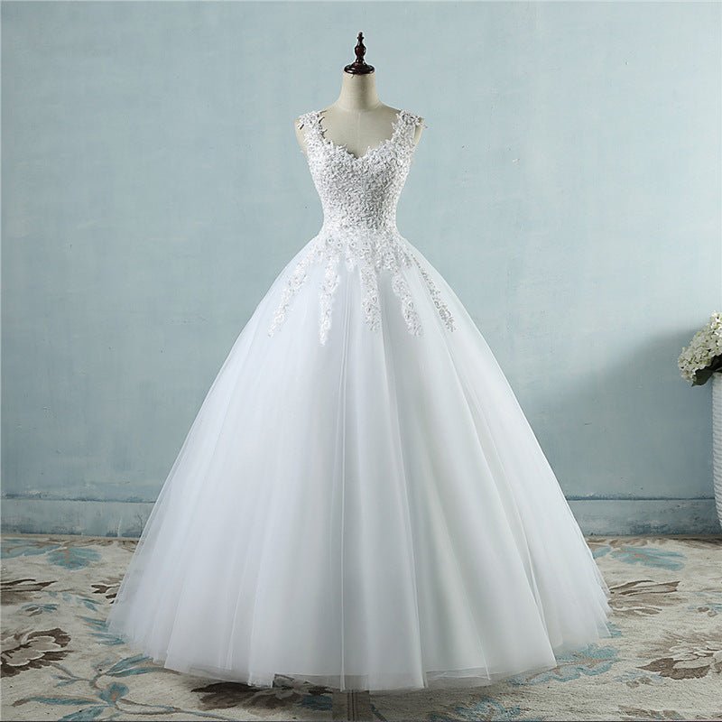 High Waist Wedding Dress With Deep V-neck - Luzilly Bridal & Apparel