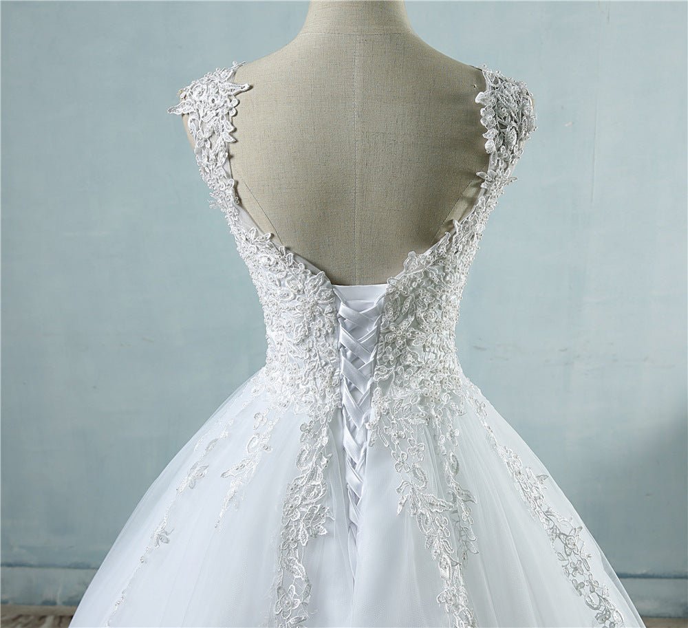 High Waist Wedding Dress With Deep V-neck - Luzilly Bridal & Apparel