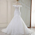 High Waist White Lace Mermaid Wedding Dress