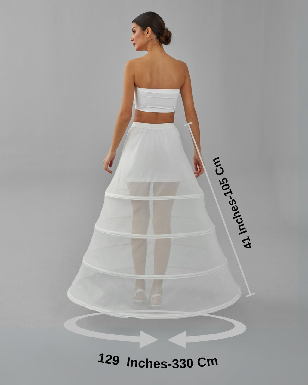 Hoop Skirt, Tulle Underskirt, Wedding Dress Underskirt, White Petticoat Skirt - Luzilly Bridal & Apparel