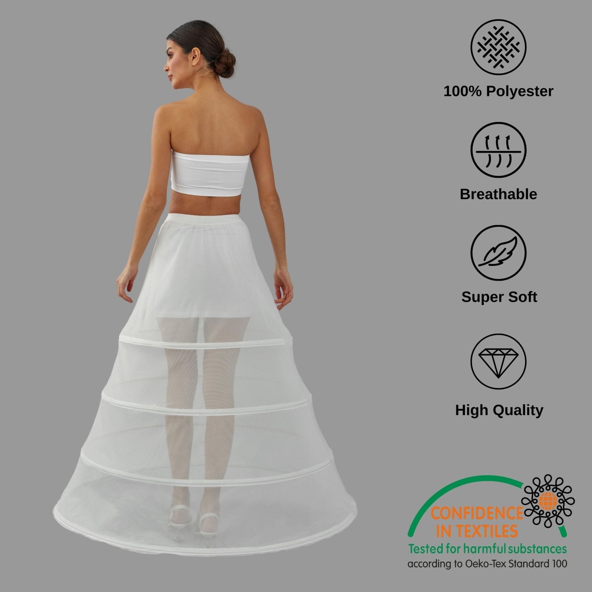 Hoop Skirt, Tulle Underskirt, Wedding Dress Underskirt, White Petticoat Skirt - Luzilly Bridal & Apparel