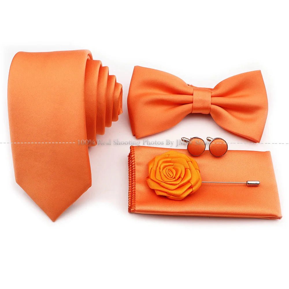 Hot Sale Purple Blue Sage Green Tie Set Polyester Necktie Bowtie Cufflink Brooch For Groom Suit Wedding Cravat Shirt Accessory - Luzilly Bridal & Apparel