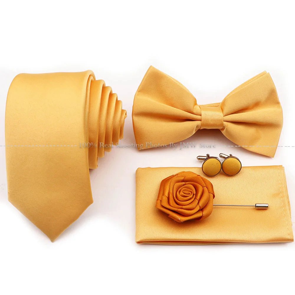 Hot Sale Purple Blue Sage Green Tie Set Polyester Necktie Bowtie Cufflink Brooch For Groom Suit Wedding Cravat Shirt Accessory - Luzilly Bridal & Apparel