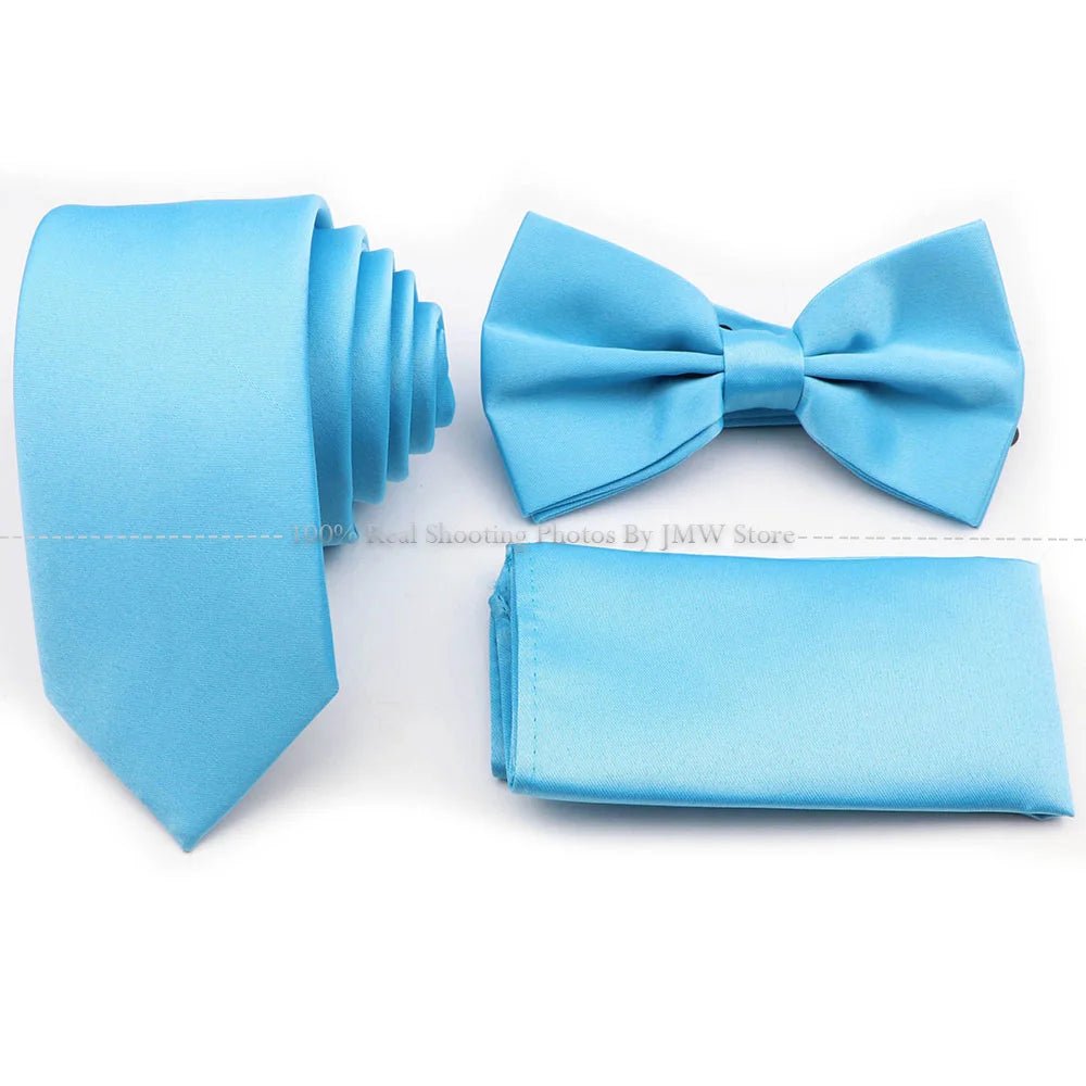 Hot Sale Purple Blue Sage Green Tie Set Polyester Necktie Bowtie Cufflink Brooch For Groom Suit Wedding Cravat Shirt Accessory - Luzilly Bridal & Apparel